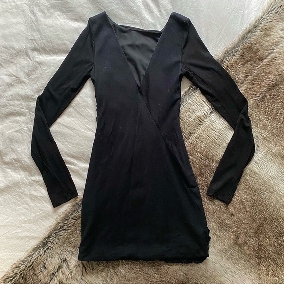 Rag and Bone Ruched Front Long Sleeve Black Dress - Picture 4 of 5